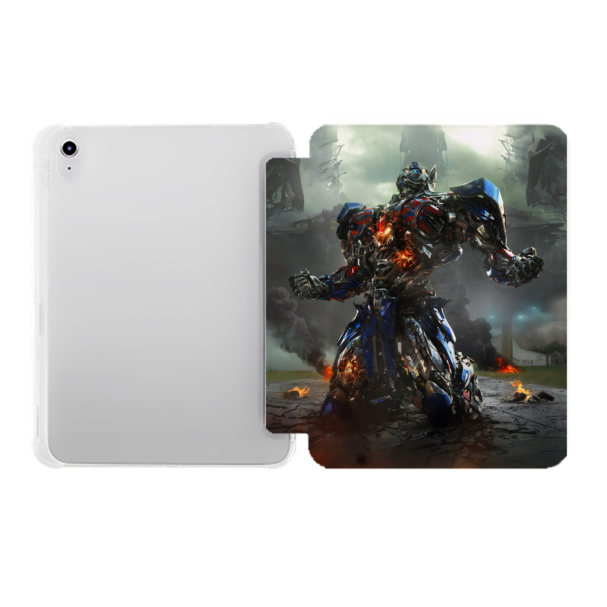 （画像用） Transformers トランスフォーマー IPad ケース ペン収納付き 三つ折りスタンド PUレザー×シリコン 対応機種9.5/10.5/10.9インチ
